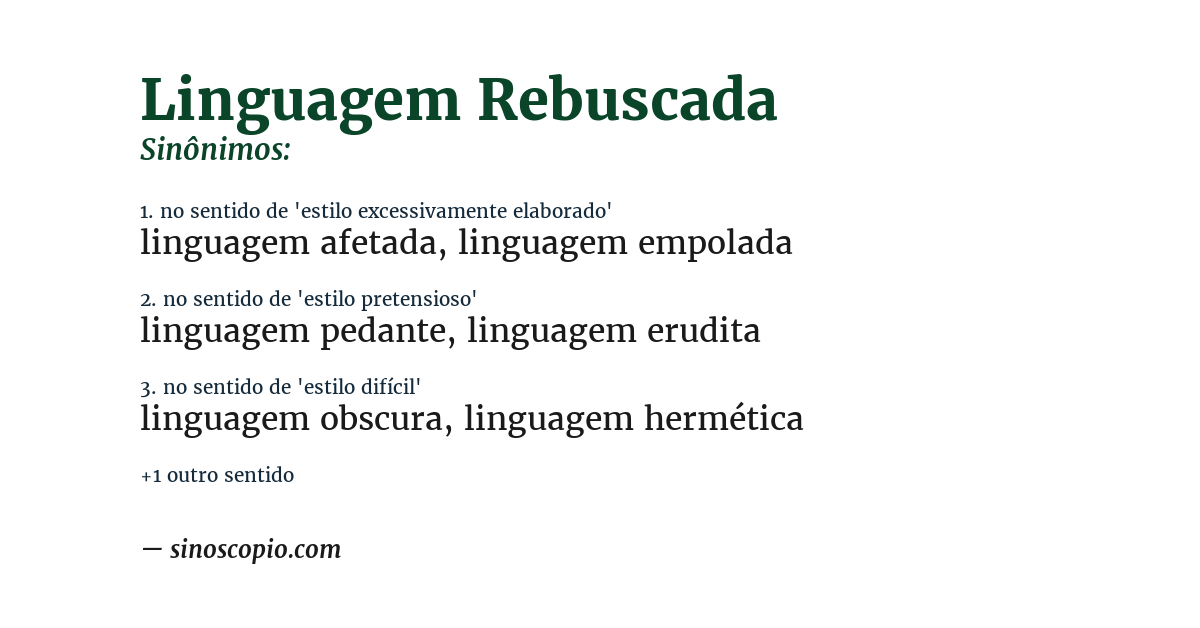 Sinônimo de linguagem rebuscada