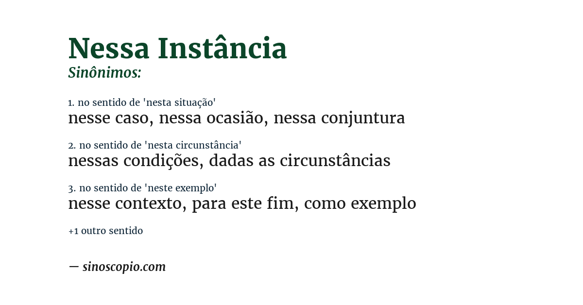 Sinônimo de nessa instância