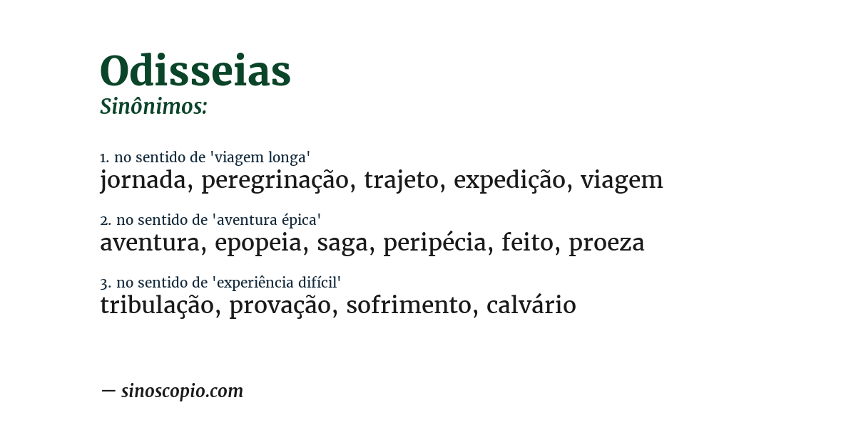 Sinônimo de odisseias