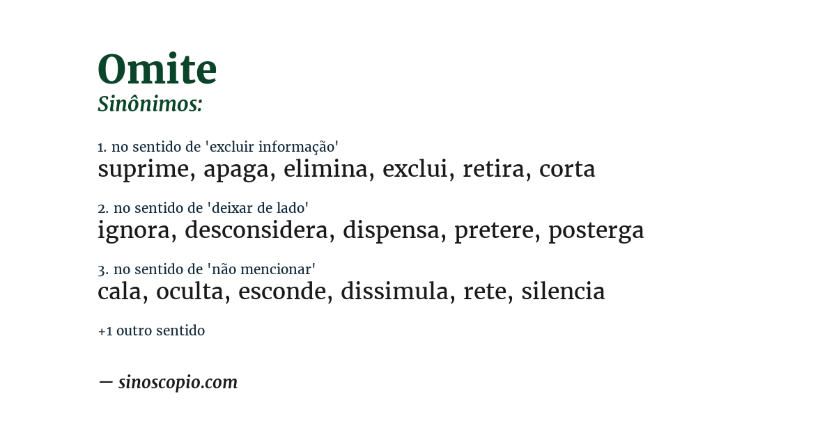Sinônimo de omite