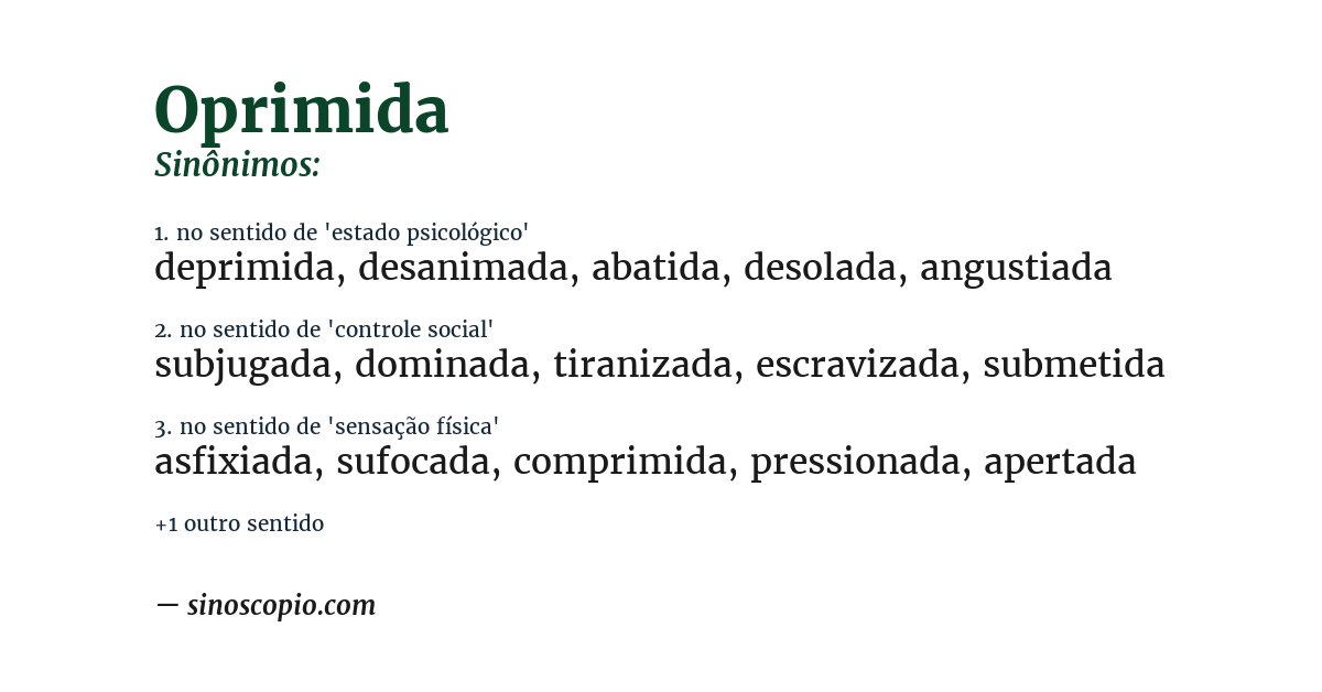 Sinônimo de oprimida