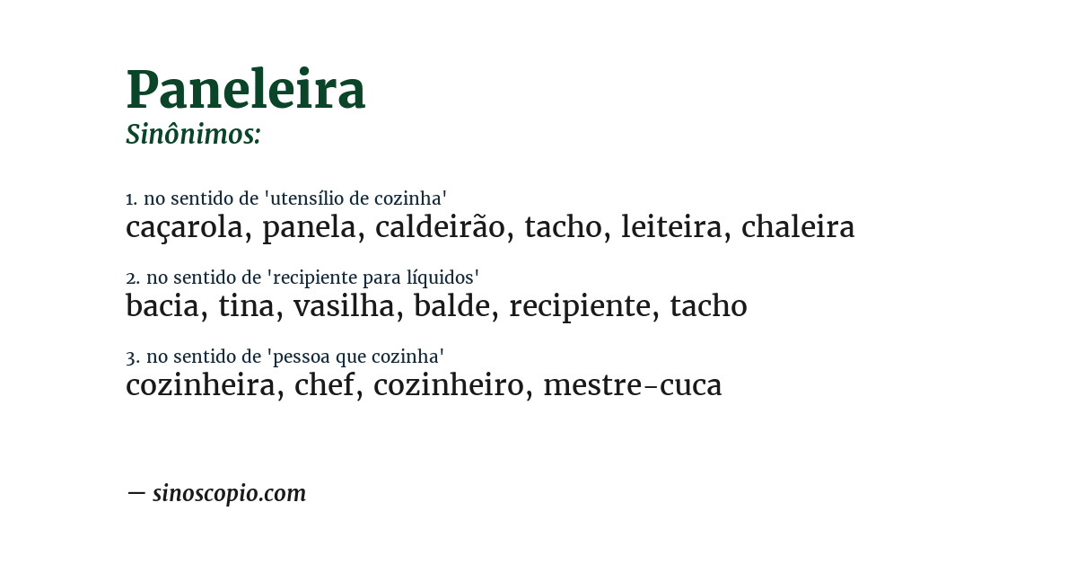 Sinônimo de paneleira