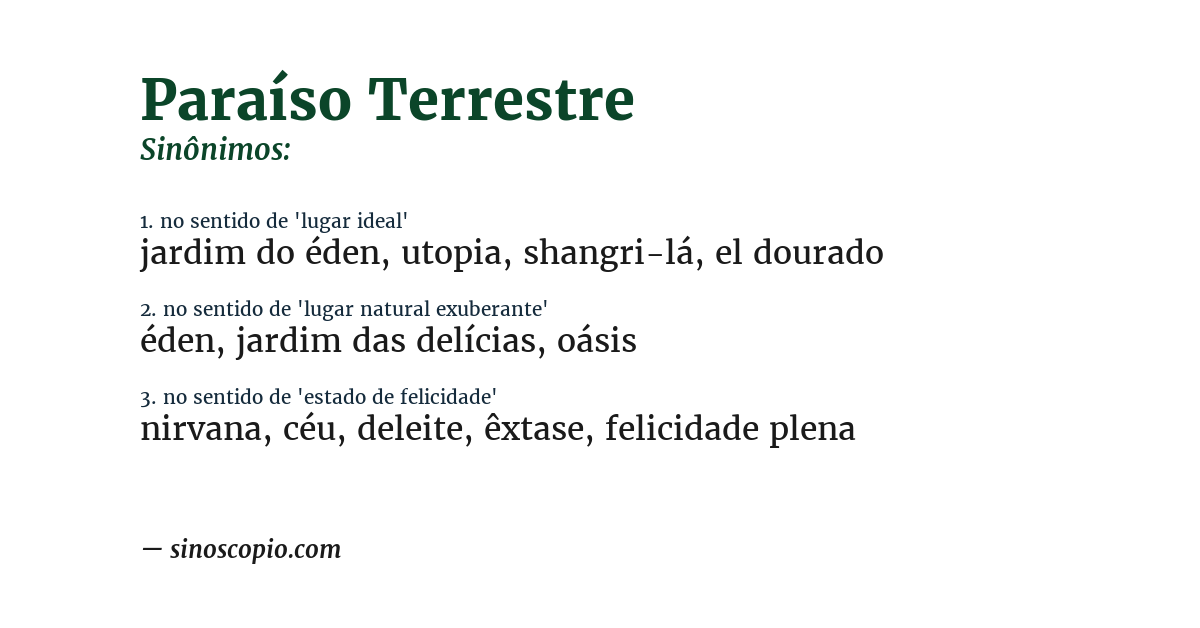 Sinônimo de paraíso terrestre