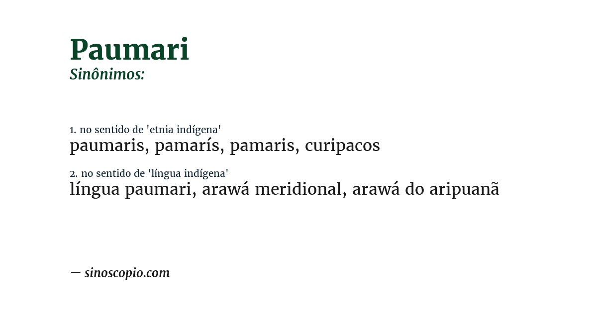 Sinônimo de paumari