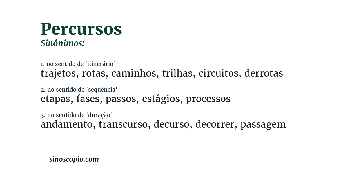 Sinônimo de percursos