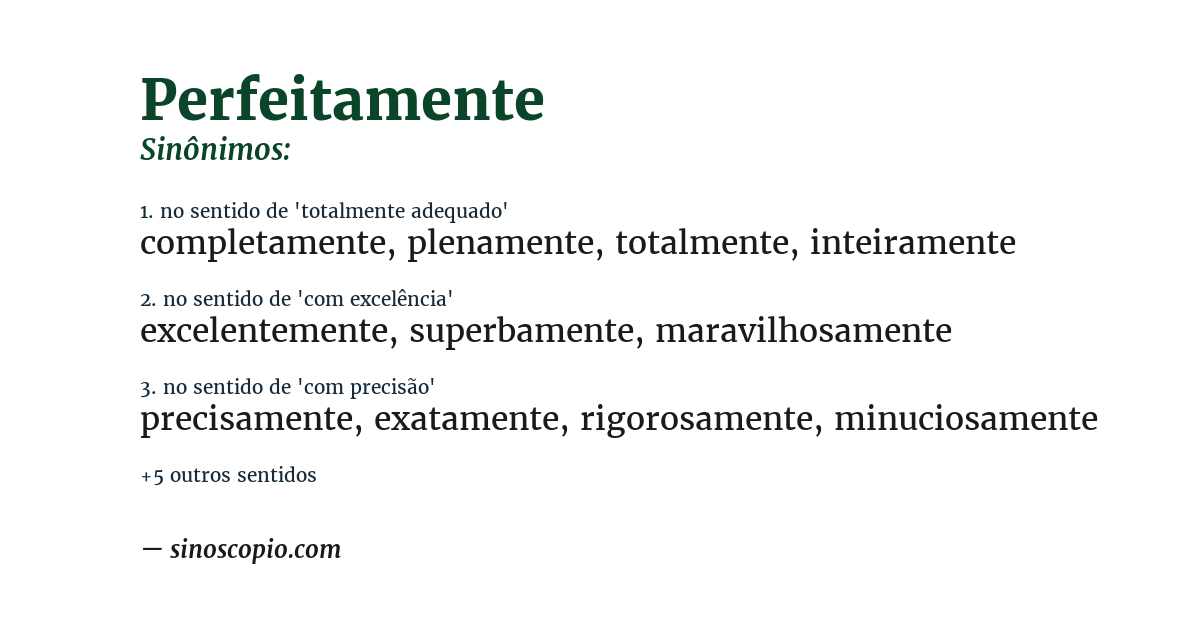 Sinônimo de perfeitamente