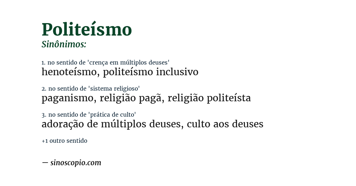 Sinônimo de politeísmo
