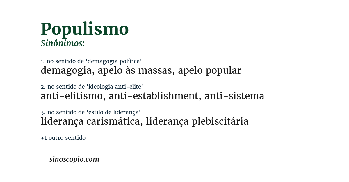Sinônimo de populismo