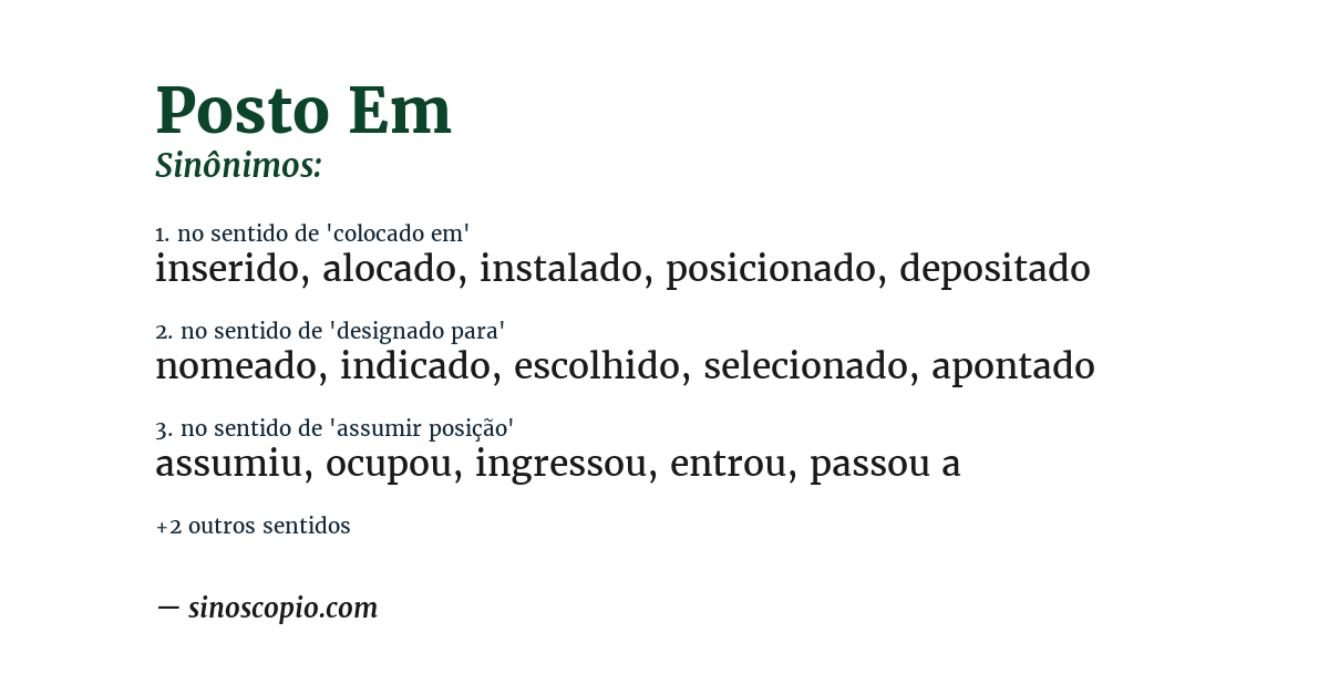 Sinônimo de posto em