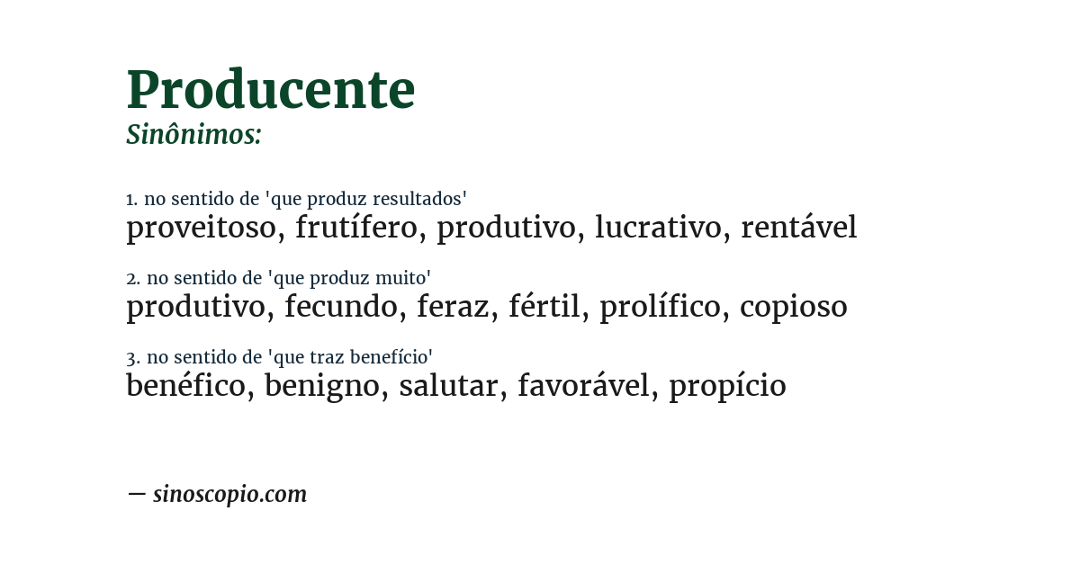 Sinônimo de producente