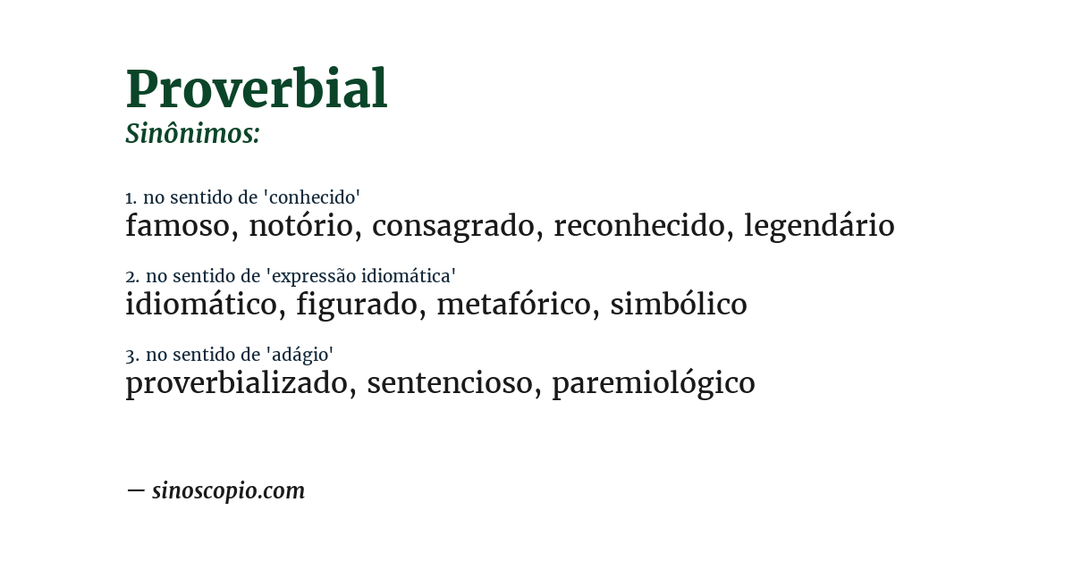 Sinônimo de proverbial