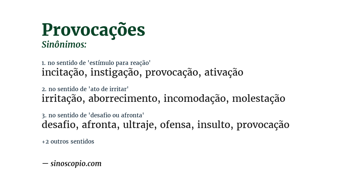 Sinônimo de provocações