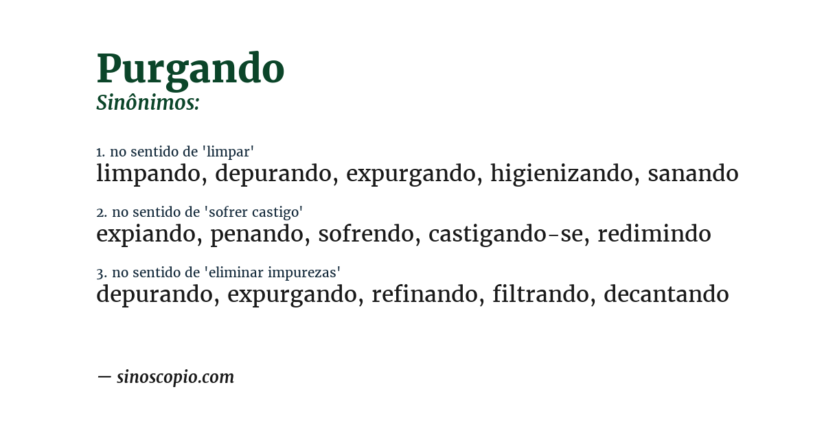 Sinônimo de purgando
