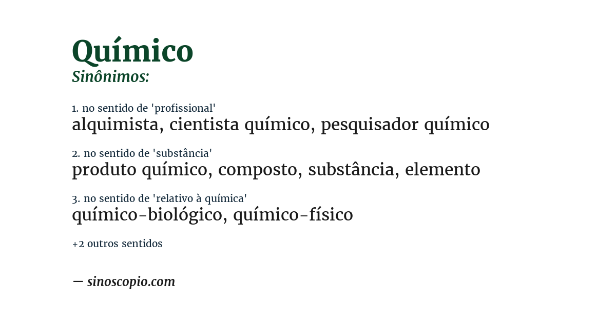 Sinônimo de químico