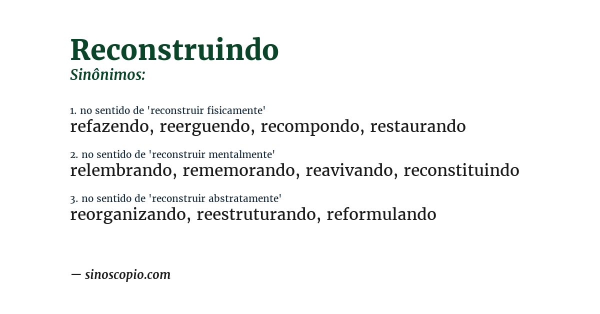 Sinônimo de reconstruindo