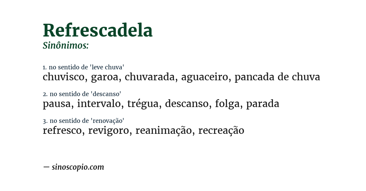 Sinônimo de refrescadela