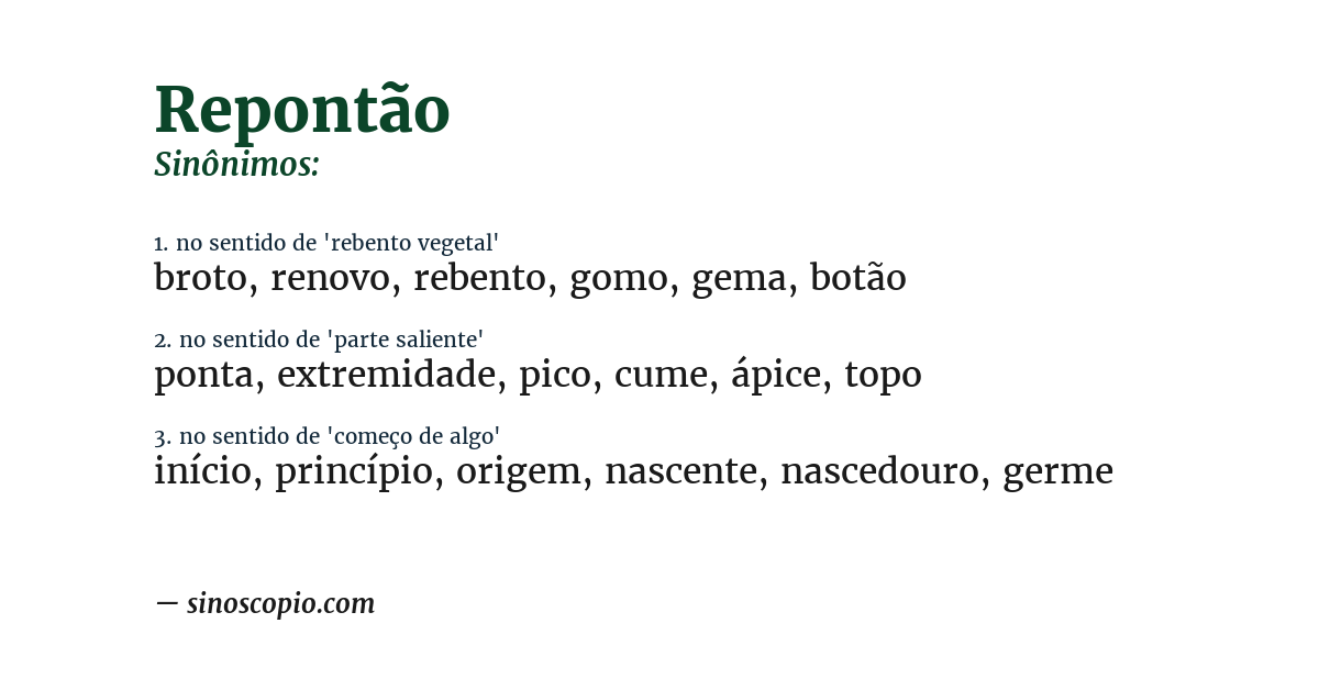 Sinônimo de repontão