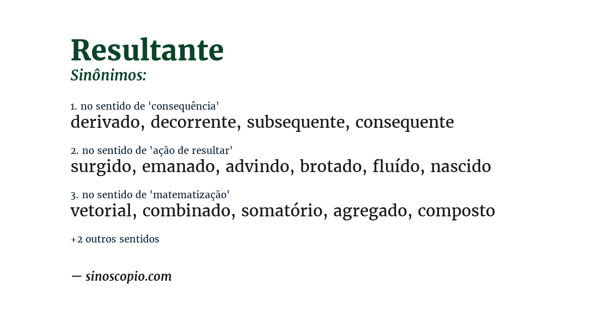 Sinônimo de resultante