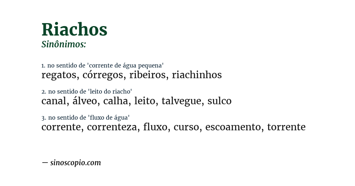 Sinônimo de riachos