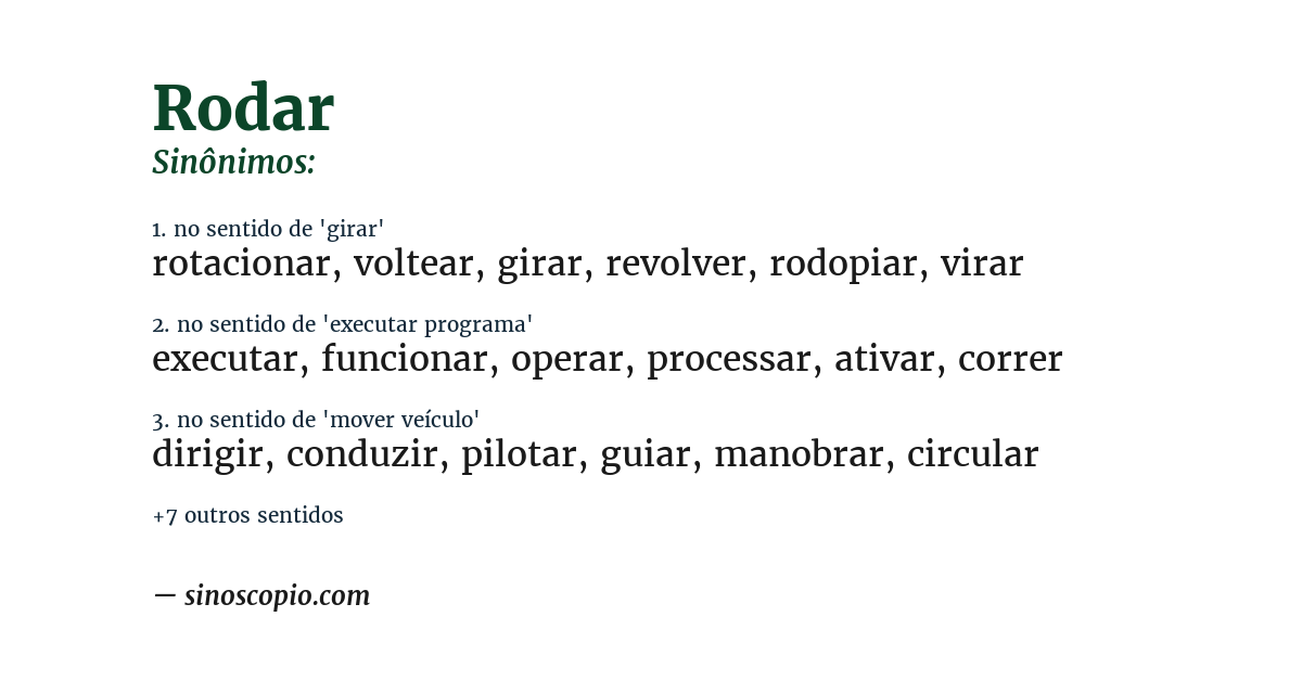 Sinônimo de rodar