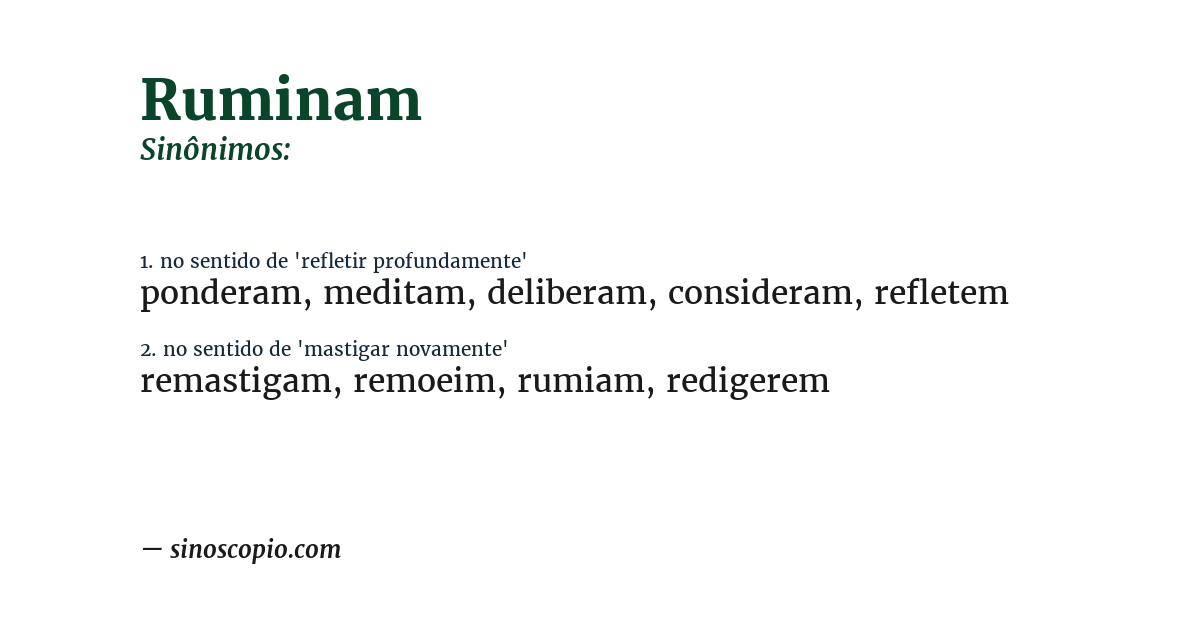 Sinônimo de ruminam