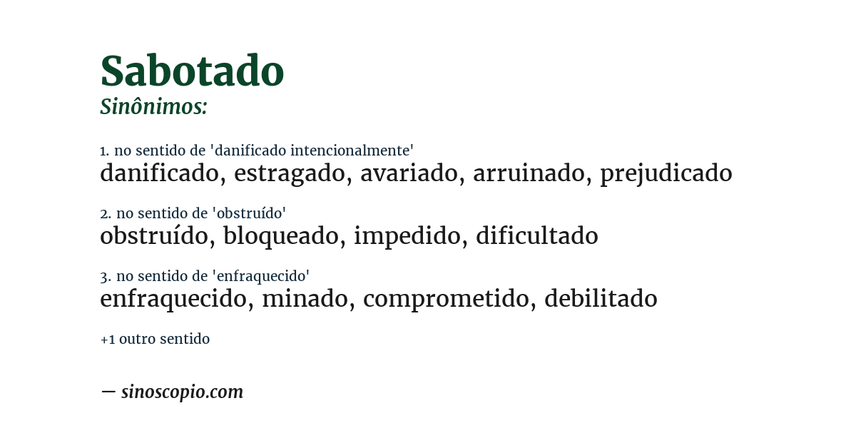 Sinônimo de sabotado