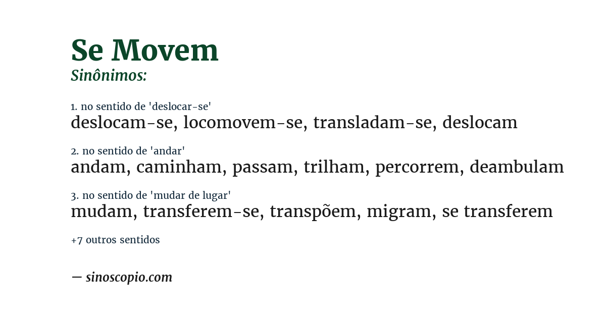 Sinônimo de se movem