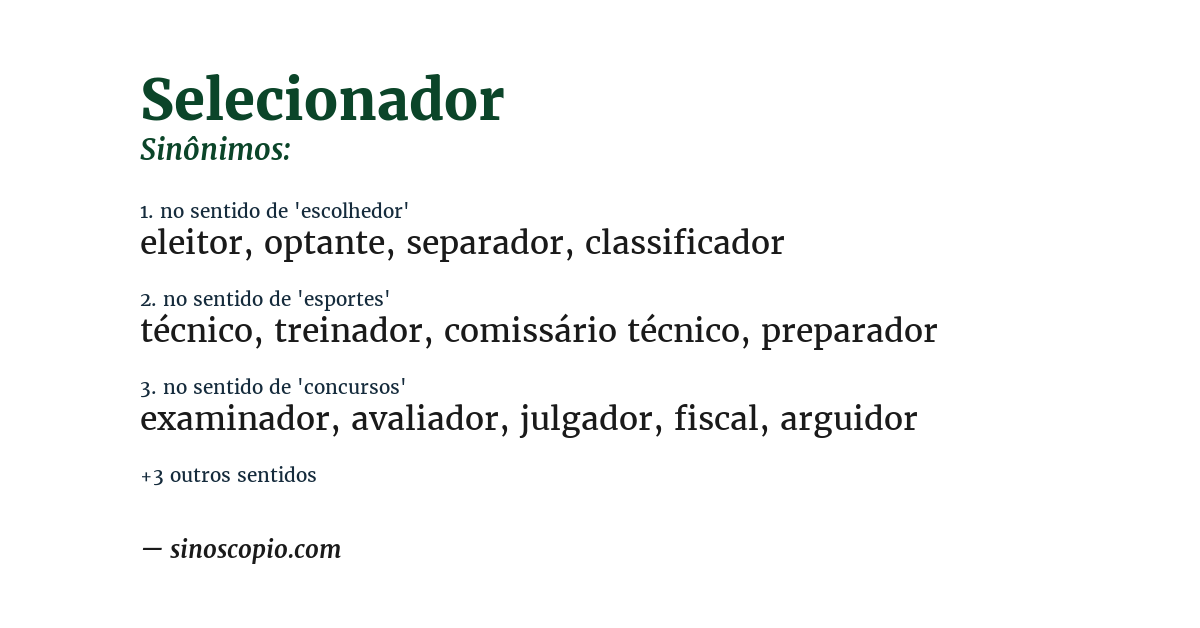 Sinônimo de selecionador