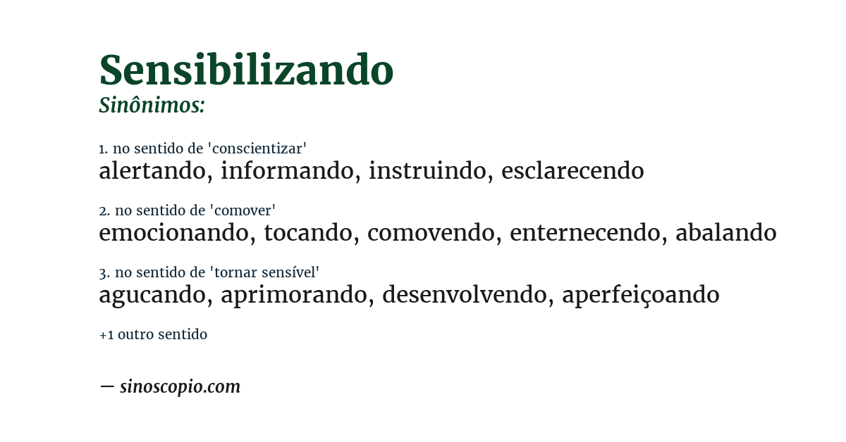 Sinônimo de sensibilizando