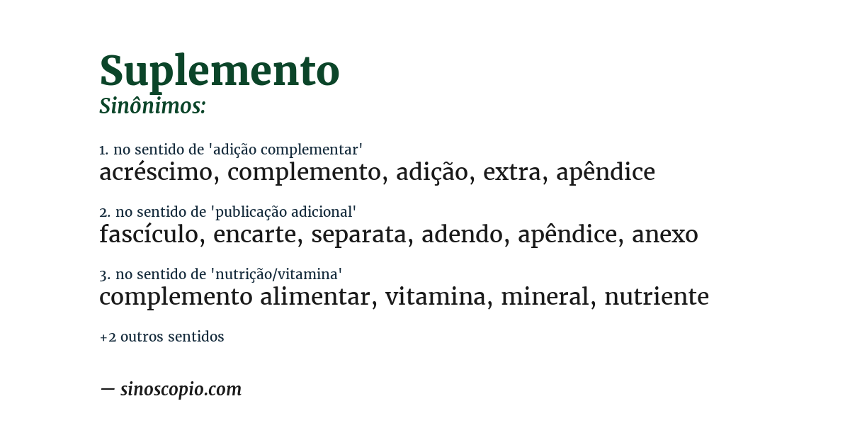 Sinônimo de suplemento