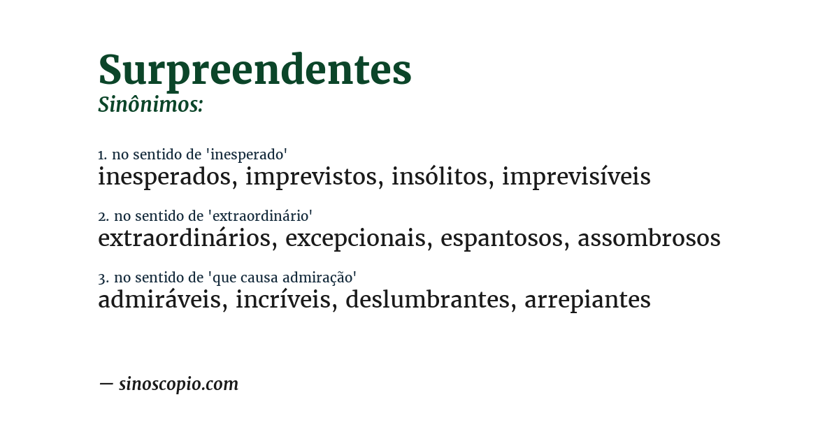 Sinônimo de surpreendentes