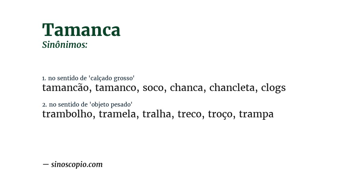 Sinônimo de tamanca