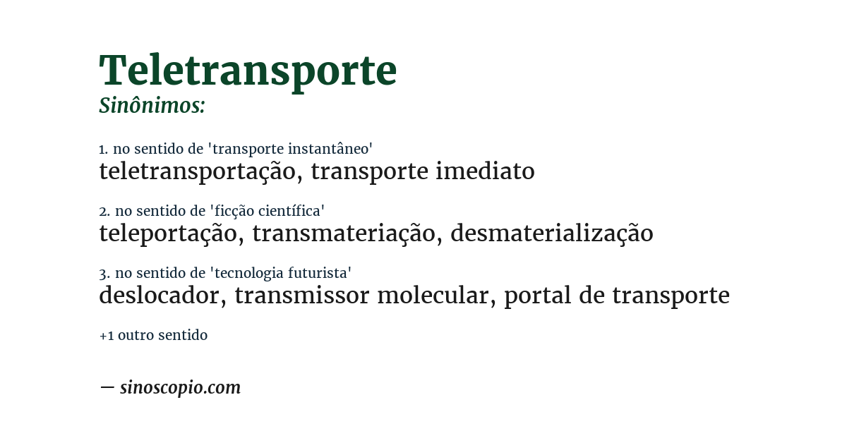 Sinônimo de teletransporte