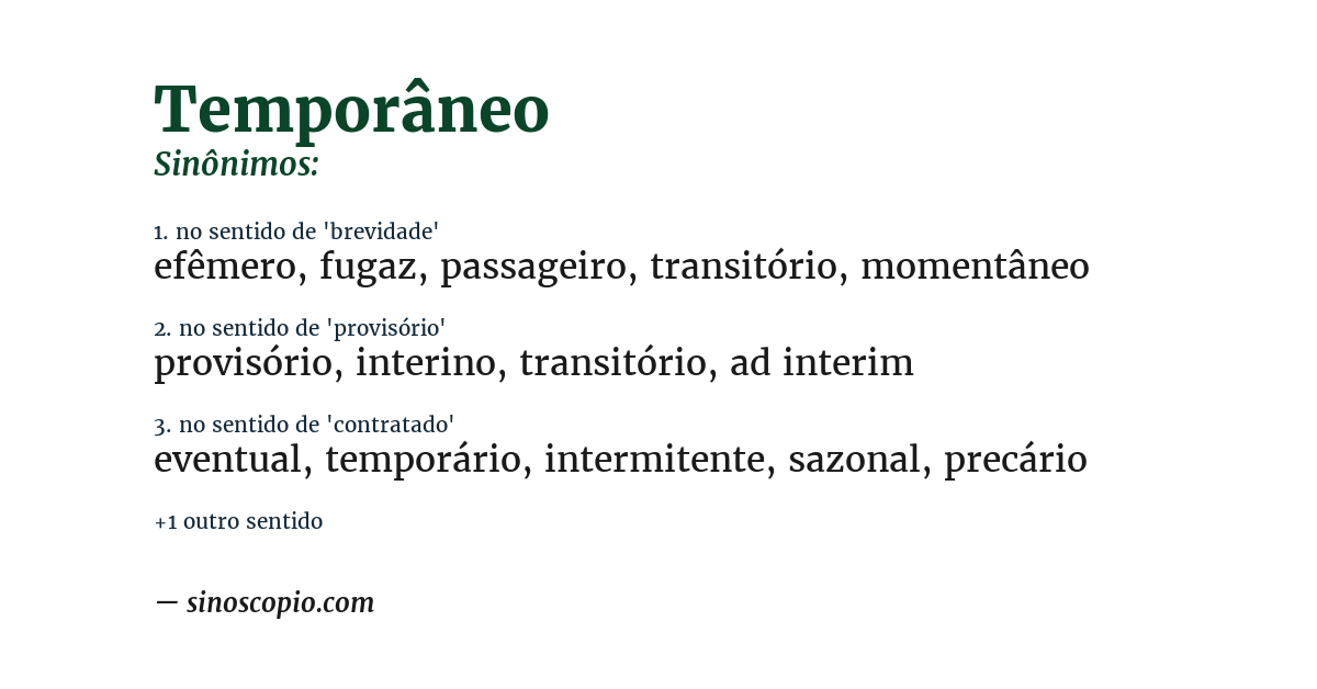 Sinônimo de temporâneo
