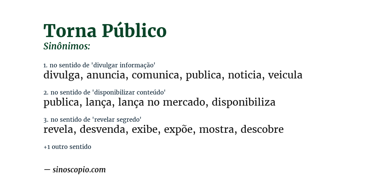 Sinônimo de torna público