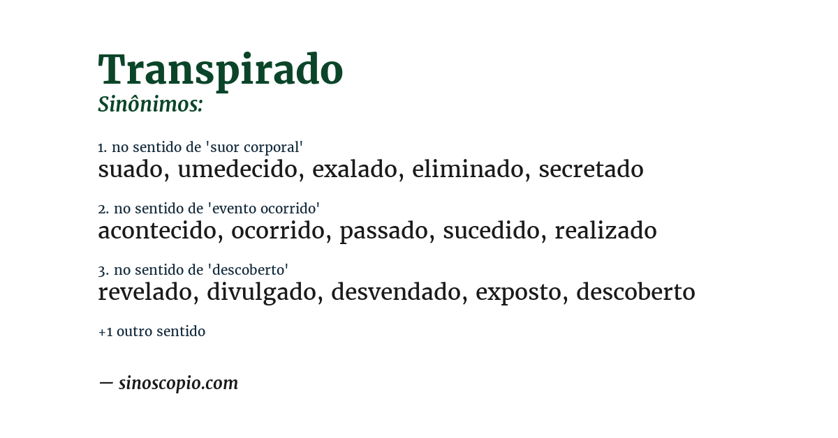 Sinônimo de transpirado