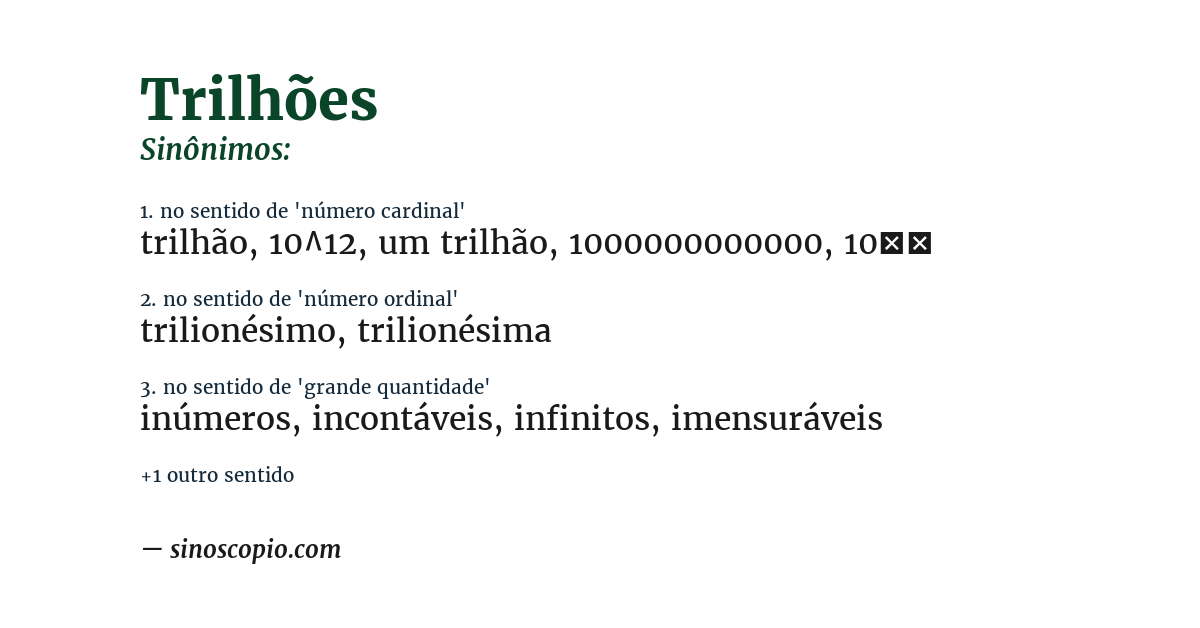 Sinônimo de trilhões
