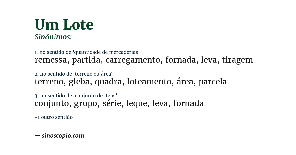 Sinônimo de um lote