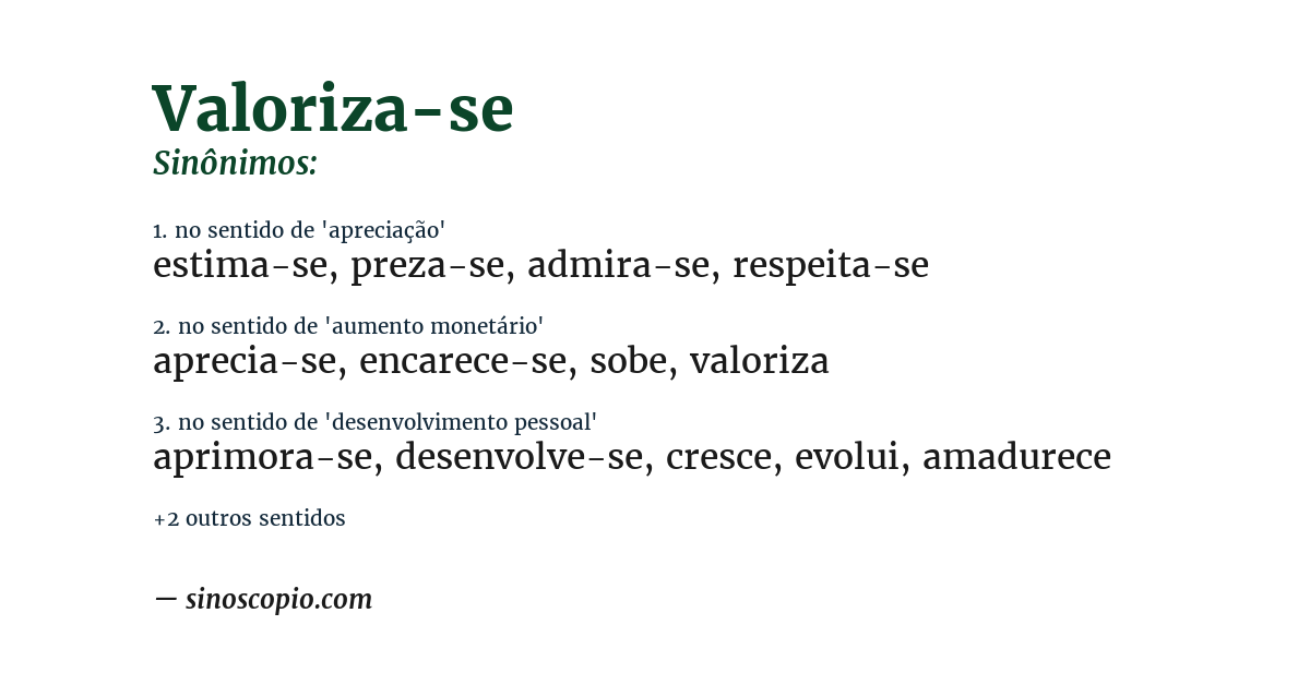 Sinônimo de valoriza-se