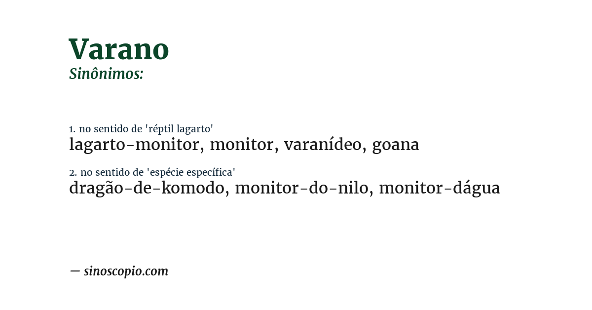 Sinônimo de varano