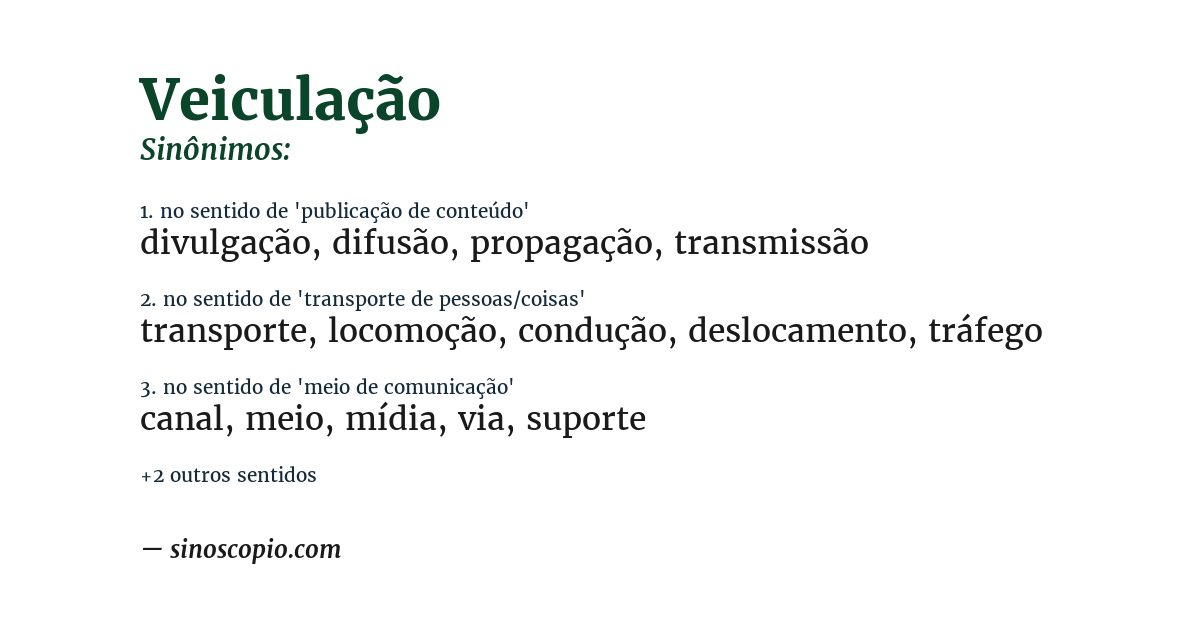 Sinônimo de veiculação