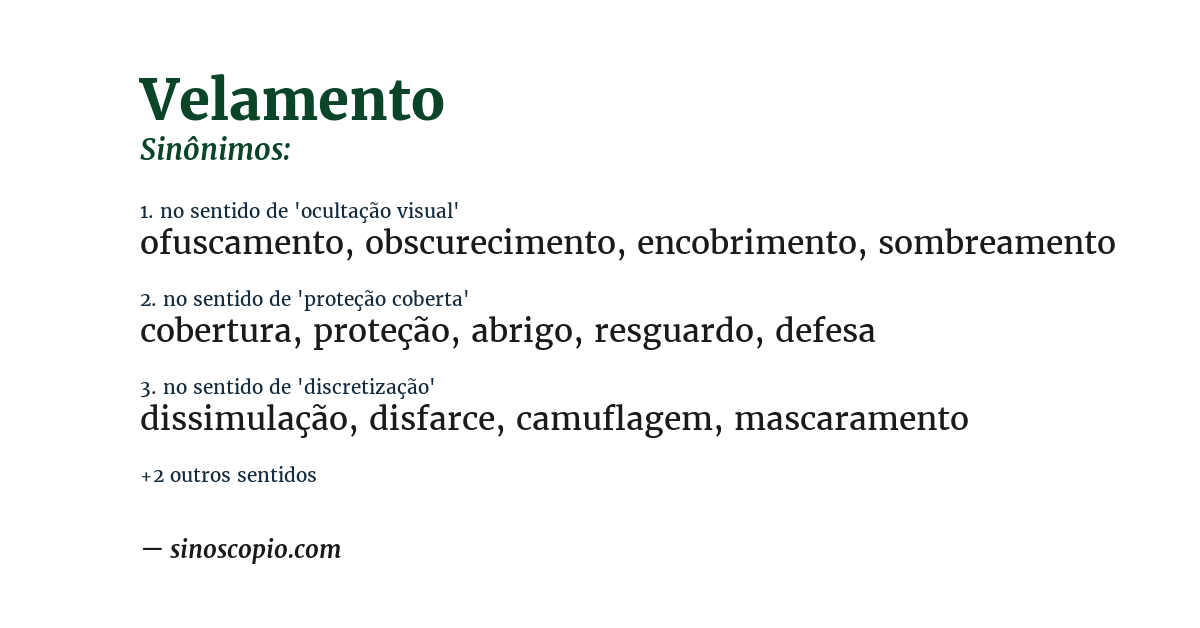 Sinônimo de velamento