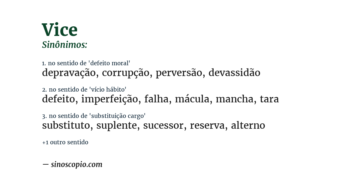 Sinônimo de vice