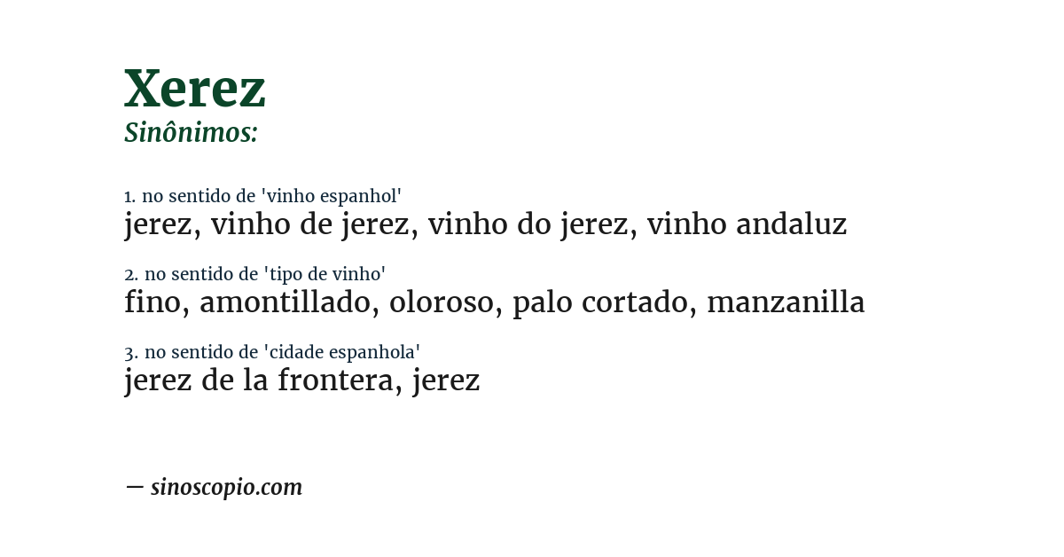 Sinônimo de xerez