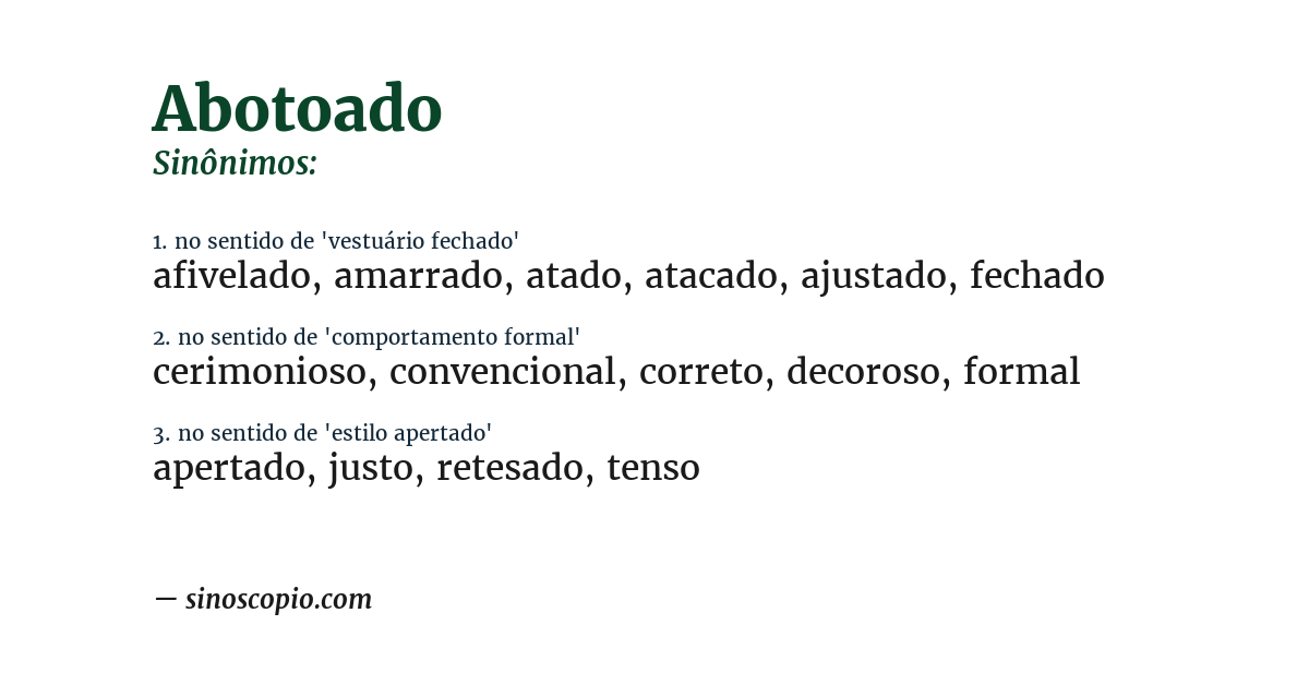 Sinônimo de abotoado
