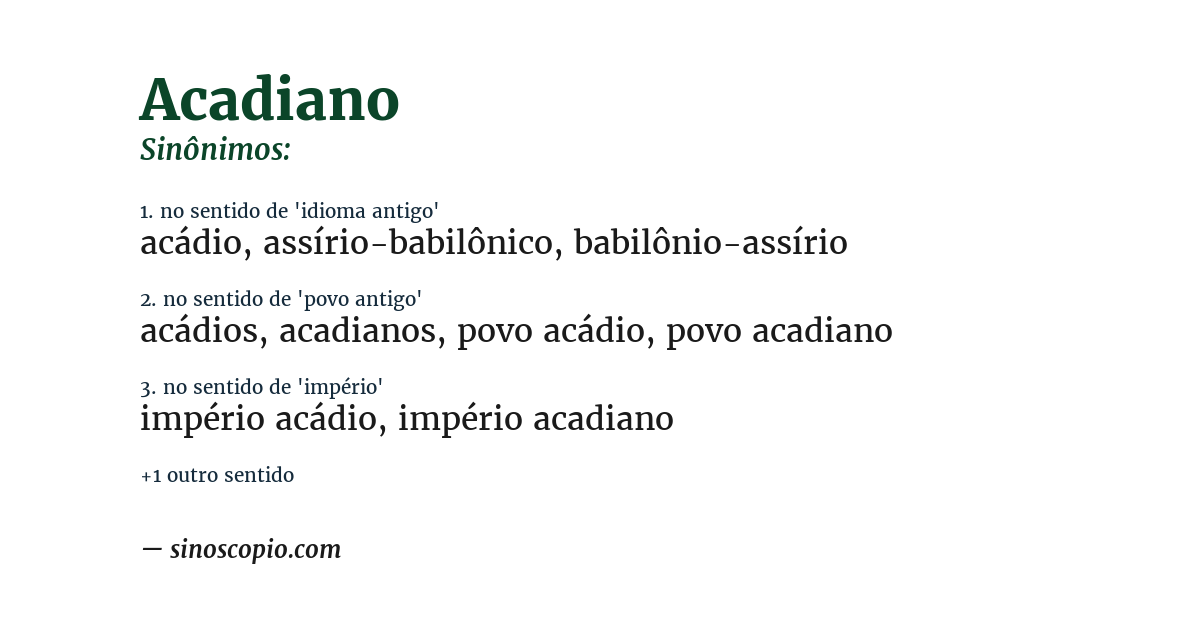 Sinônimo de acadiano