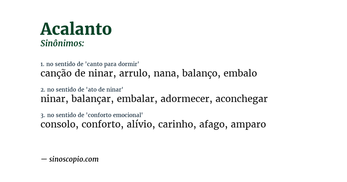 Sinônimo de acalanto