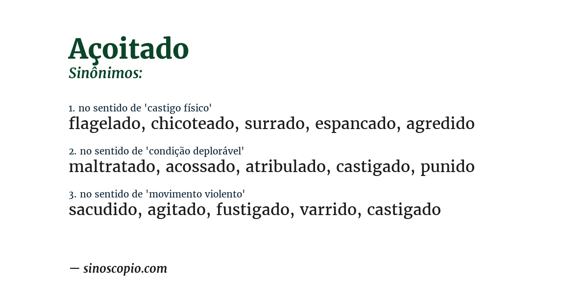 Sinônimo de açoitado