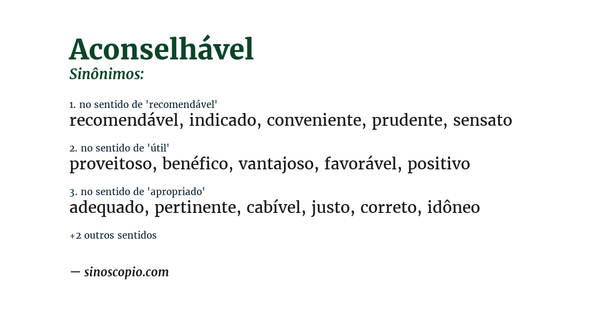 Sinônimo de aconselhável
