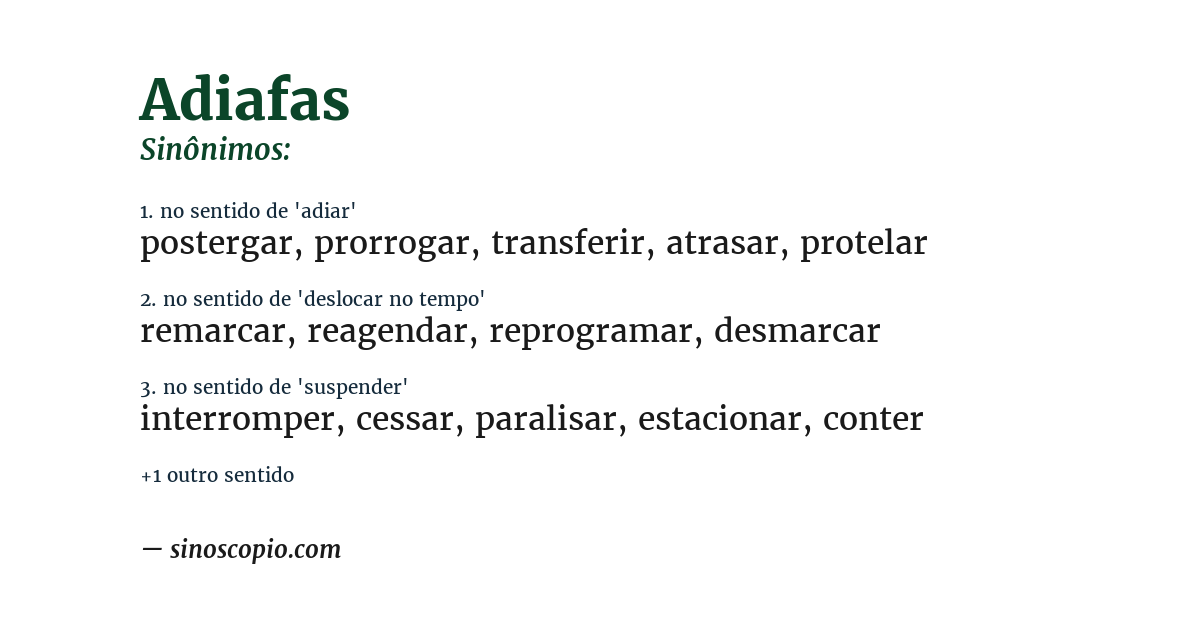 Sinônimo de adiafas